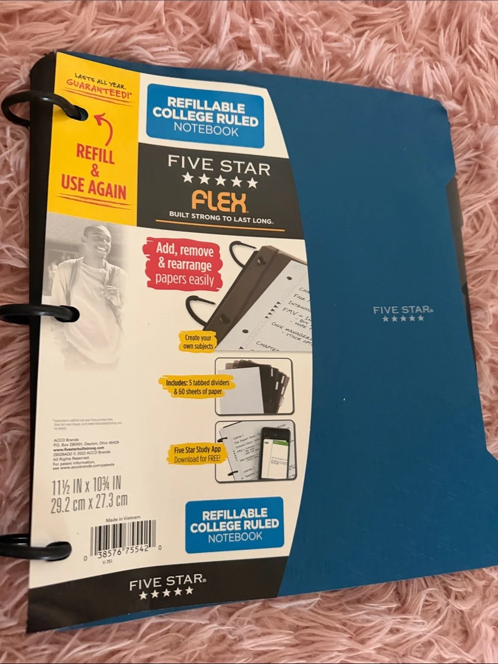 Five Star Blue Zipper Binder and Blue Flex Refillable Notebook bundle new